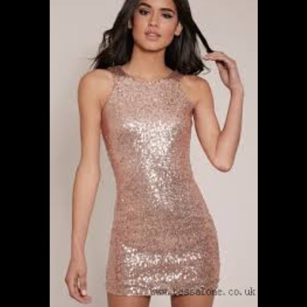 💝Rose Gold Sequined Bodycon Dress